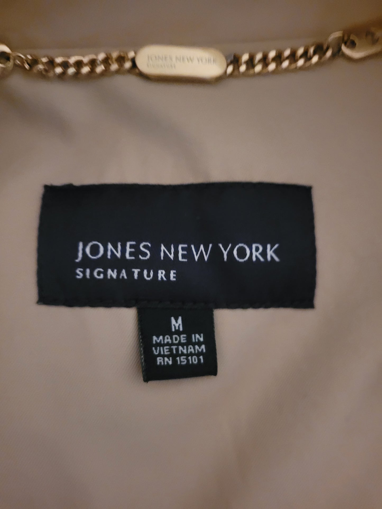 Jones New York Signature Womens Jacket, tan, size medium, water repellent