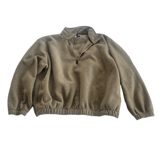 Croft & Borrow men's fleece half zip, tan, size large. 100% polyester
